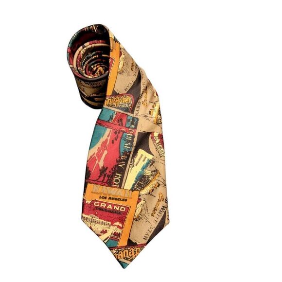 Tie Silk Nautical Sailing Ship Boat Cruise Postcards Travel Military Necktie - Picture 7 of 7